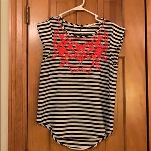 Black and white striped blouse